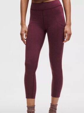 Lululemon Softy Suedey High-Rise 7/8 Leggings in Burgundy Plum. Size 2.